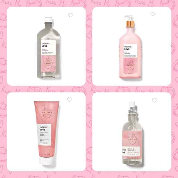 ROSE VANILLA LOVE AROMA BATH & BODY SET INCL WASH, LOTION, CREAM, ESSENTIAL OIL